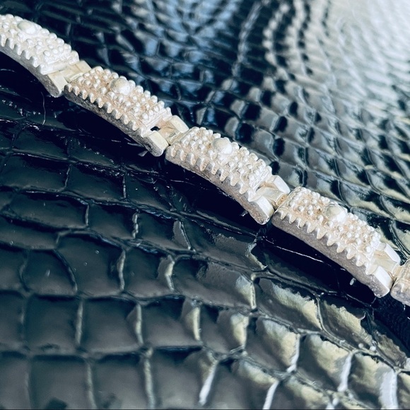 D’MOLINA MEXICO TAXCO STERLING SILVER DOTTED PANEL BRACELET VINTAGE - Picture 10 of 11